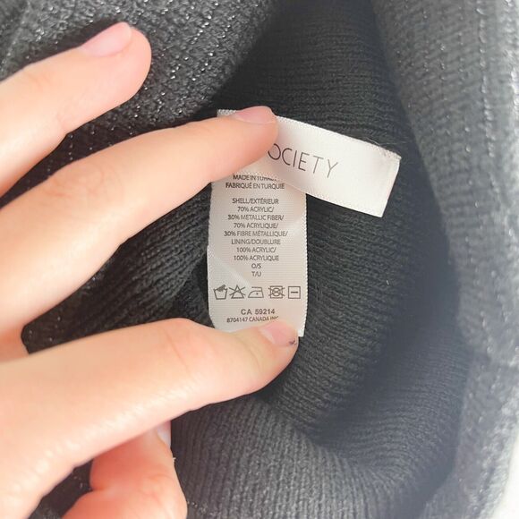 Sole Society NWT Women's Metallic Fiber Knit Beanie Black Size OS - Picture 4 of 5